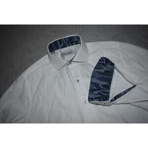 Twillory Dress Shirt Mens Size Medium Tailored White Cotton Non-Iron Flip Cuffs